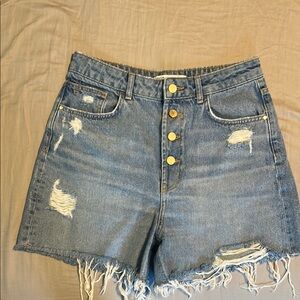 Zara Distressed Denim Shorts